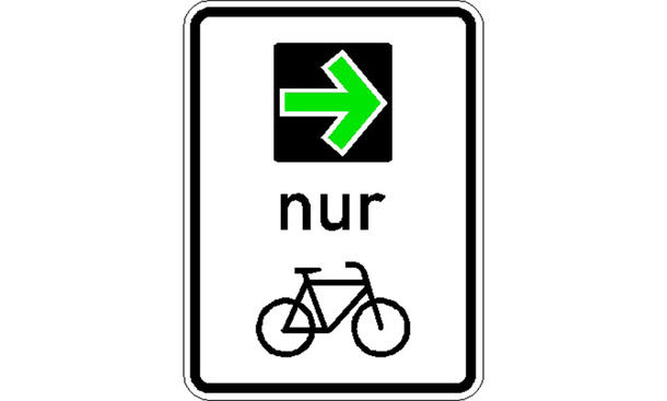 Semn săgeată verde care restricționează traficul de biciclete