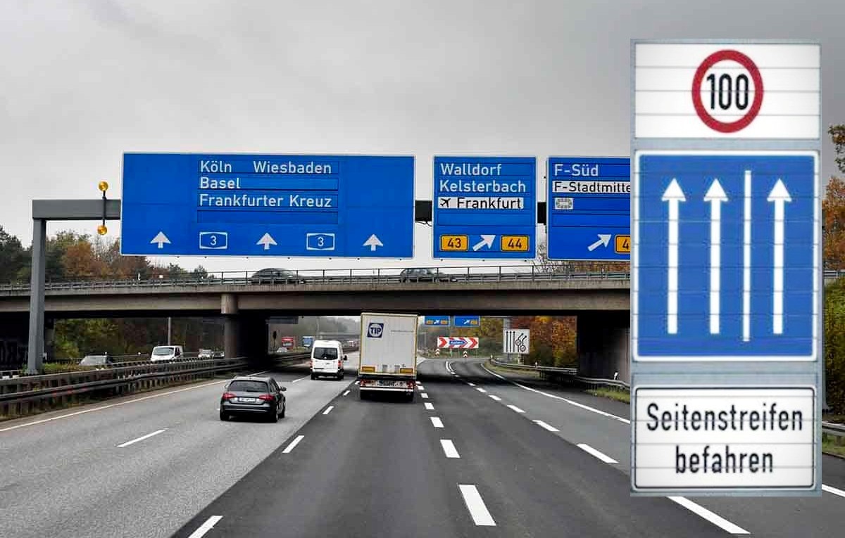 Semn rutier cu trei săgeți albe și o linie în Germania: Ce înseamnă?