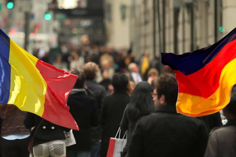 Românii sunt în topul populației din Germania - Foto mulțime si drapele România și Germania