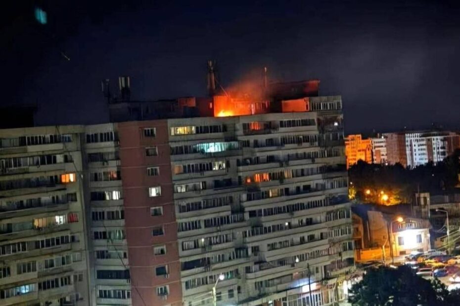 Dronă prăbușită peste bloc Galați