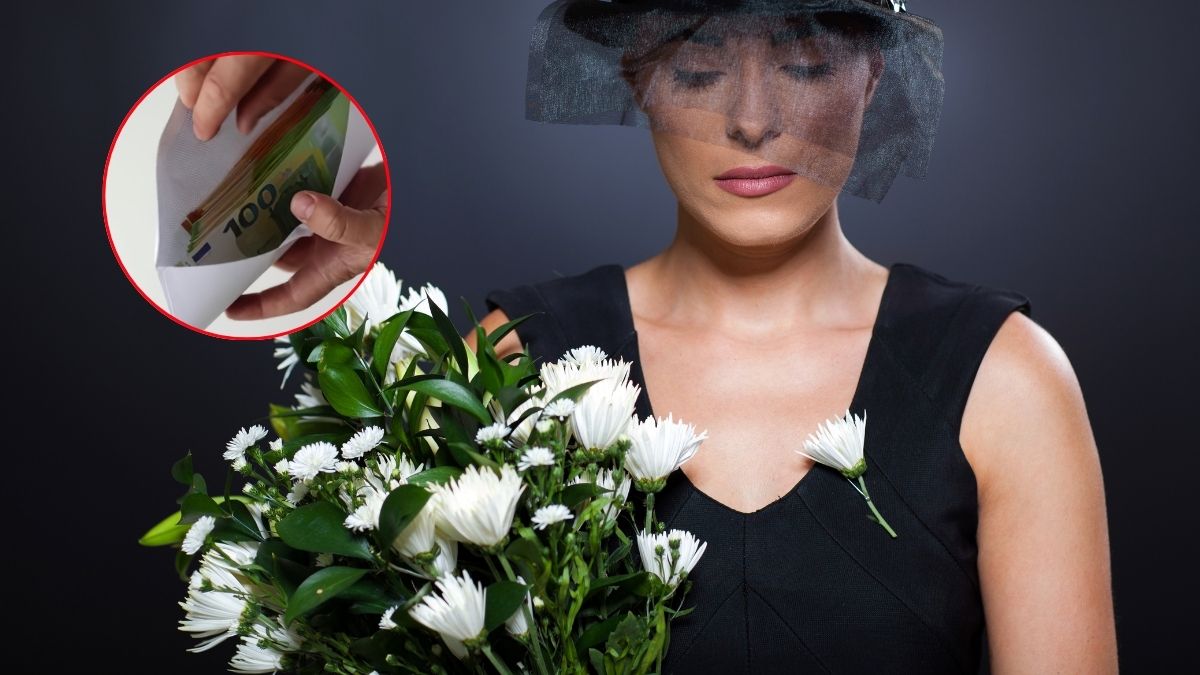 Pensiile de văduvă sunt în pragul colapsului. În imagine: femeie văduvă cu flori în mână