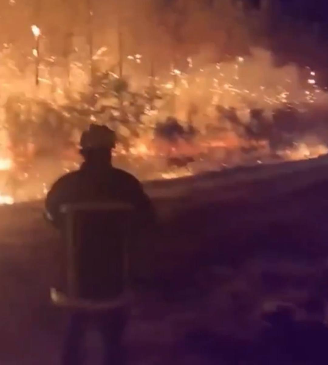 Incendiu apocaliptic în Europa. În imagine, un pompier în acțiune contra incendiului dintr-o pădure