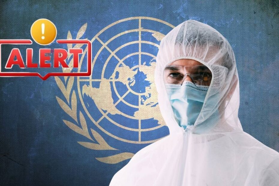 ONU avertizează: Epidemia cu cea mai rapidă creștere din toate timpurile. În imagine, emblema ONU și un medic în costum de protecție