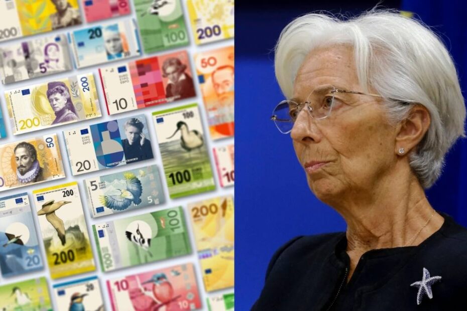 Bancnotele euro se schimbă. În imagine, noile propuneri ale BCE și președinta BCE, Christine Lagarde