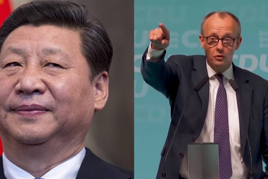 Germania s-a supărat pe China. În imagine, Xi Jinping și Friedrich Merz
