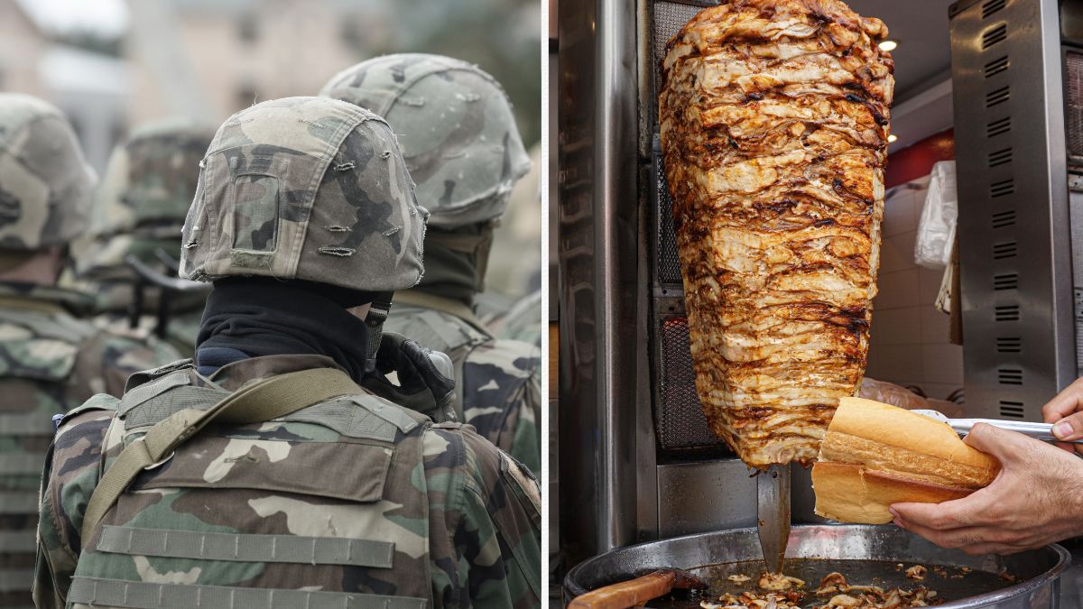 Bundeswehr pune anunțuri de recrutare pe ambalajele de kebab. Imagine ilustrativă cu o kebaberie și militari în uniformă
