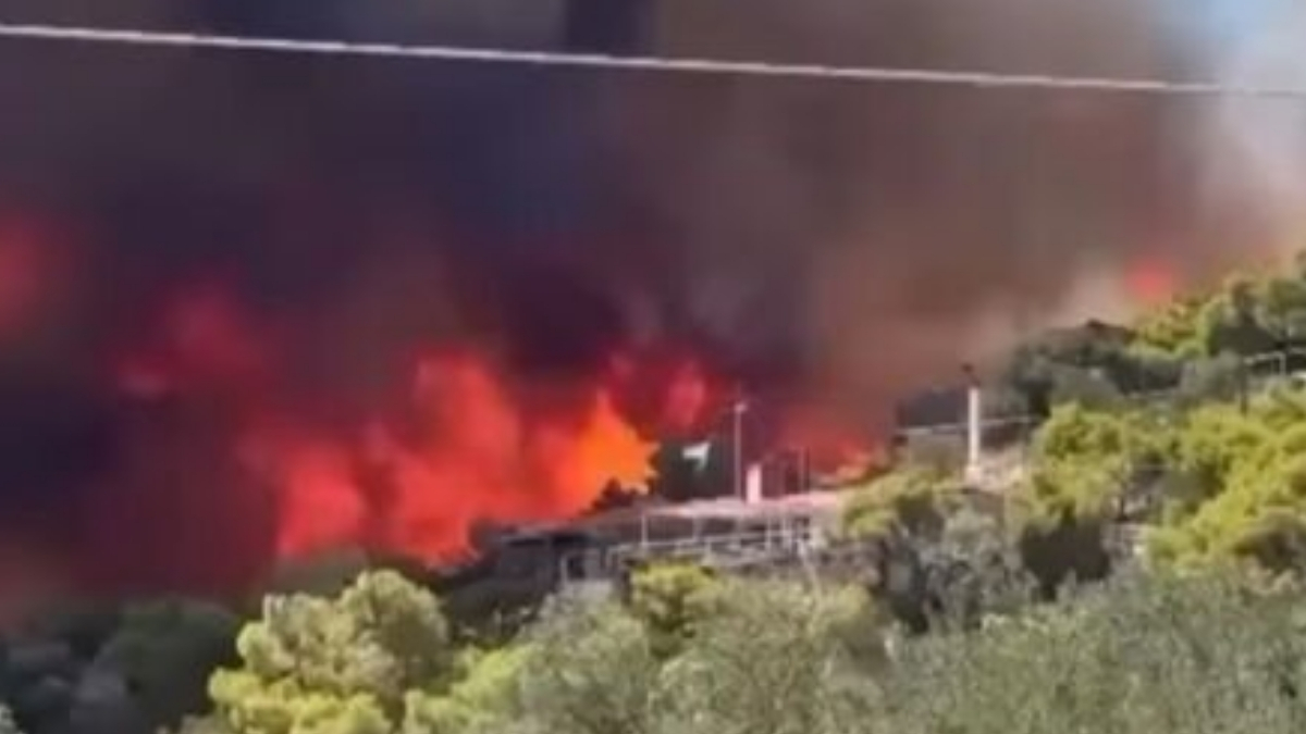 Incendiu devastator pe o insulă turistică populară. În imagine, incendiul din Salamina