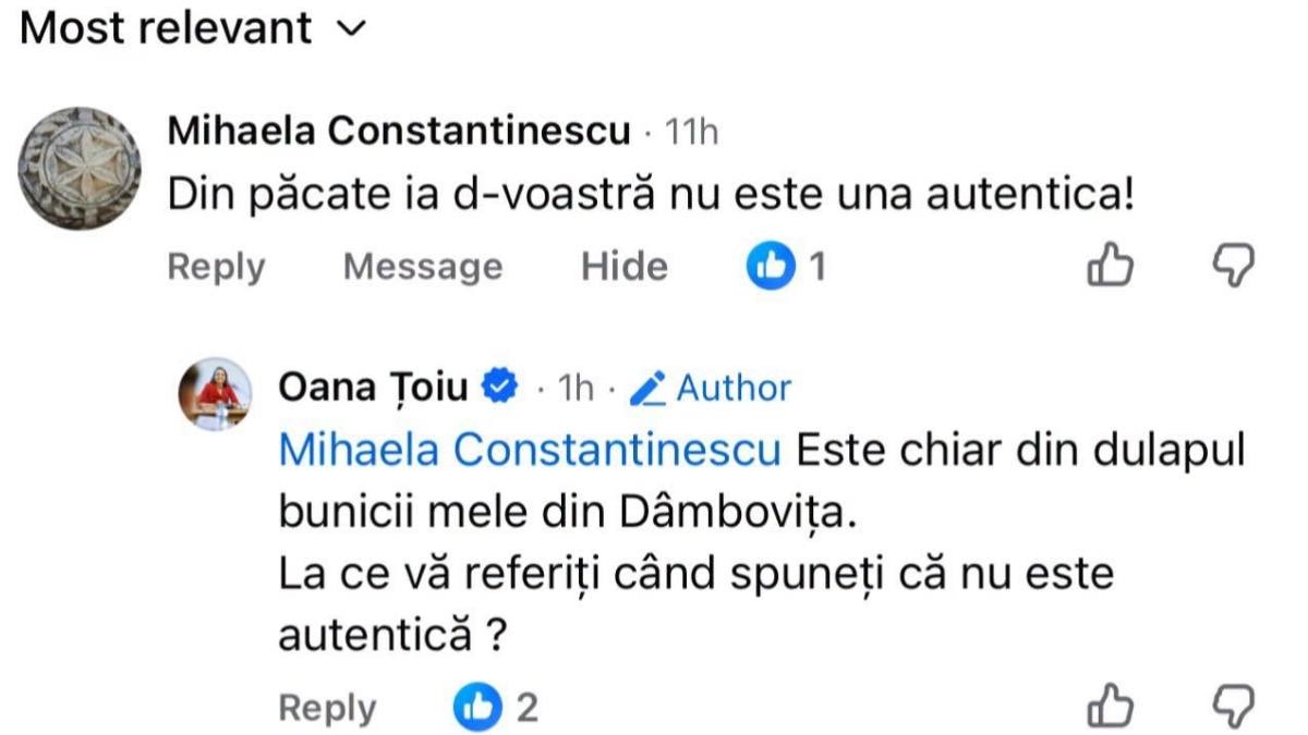 Oana Țoiu răspunde valului de critici după apariția sa în ie. În imagine, un mesaj critic la adresa iei Oanei Țoiu