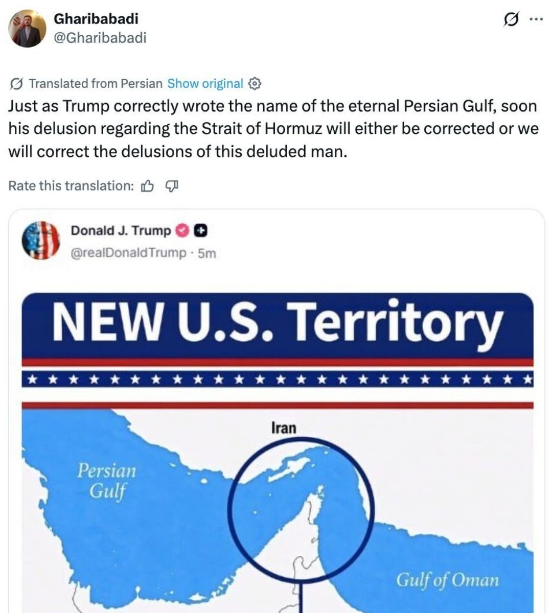 Trump a „anexat” Strâmtoarea Ormuz. Ăn imagine, postarea cu reacția unui înalt oficial iranian: „Iluzii”