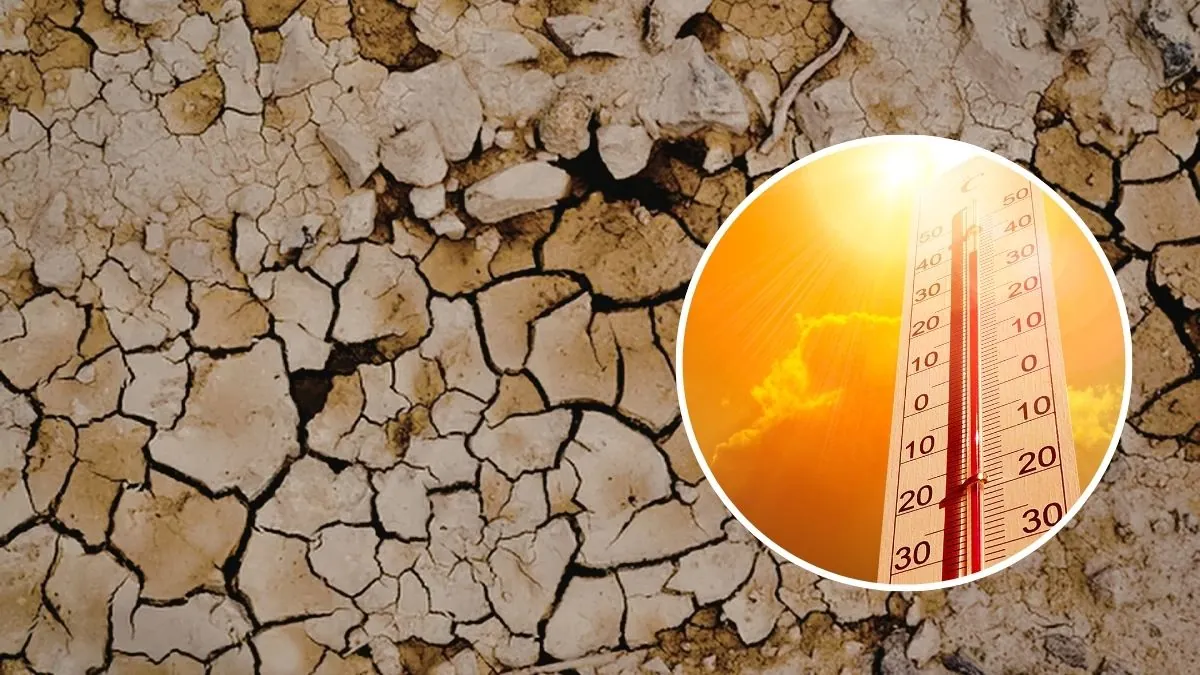 ONU lansează alerta pentru Super El Niño. Imagine ilustrativă cu un pîmânt uscat șși un termometru încins