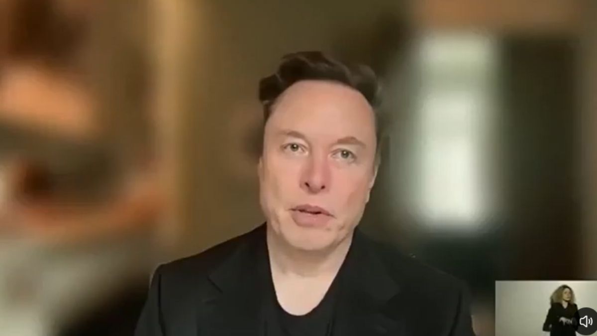 Elon Musk în timpul intervenției în care a avertizat asupra riscului unor noi atacuri în Europa