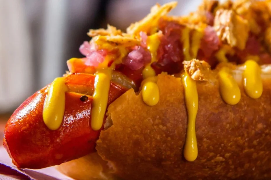 Hotdog cu muștar galben, fotografie ilustrativă pentru testul muștarurilor din supermarketuri