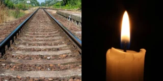 Muncitor român din Germania a murit lovit de tren. În imagine, o șină de cale ferată și o lumânare